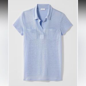 J. Jill Light Blue Linen Patch Pocket Tee, Size Medium Tall